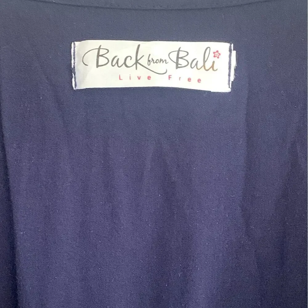 Back From Bali Blue V Neck with Embellishments Maxi Dress Short Sleeves Small - Picture 5 of 13